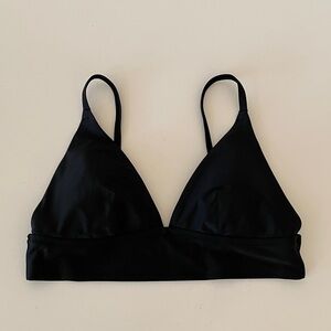 aerie Tiangle Bikini Top Pullover Black